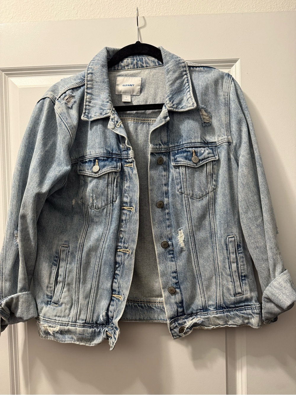 Old Navy Faded Blue Denim Jacket with Subtle Distressing